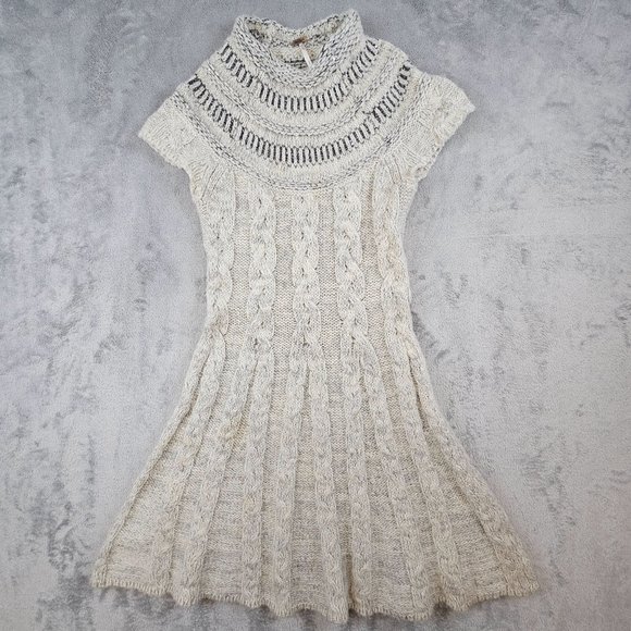 Free People Sweater Dress Womens Small Petite Gray Wool Blend Nordic Nights Knit - Picture 6 of 13
